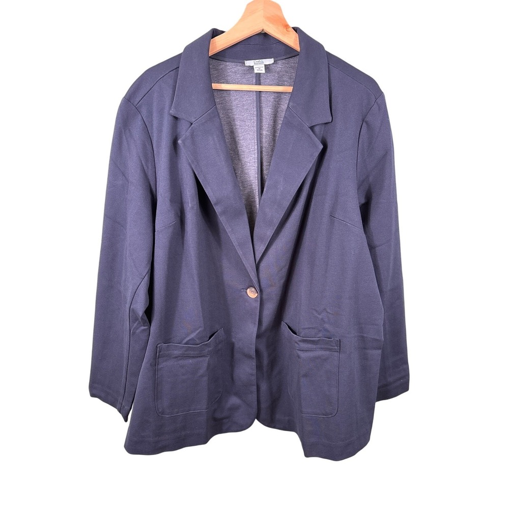 Croft‎ & Barrow Women's Plus 1X Blue Single Breasted Office Career Blazer Jacket